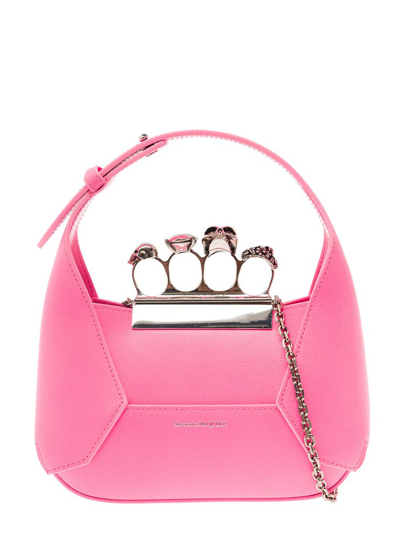 Alexander Mcqueen Jewelled Embellished Mini Toe Bag In Pink