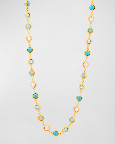 Freida Rothman Sparkling Coast Long Chain Necklace In Blue And Gold