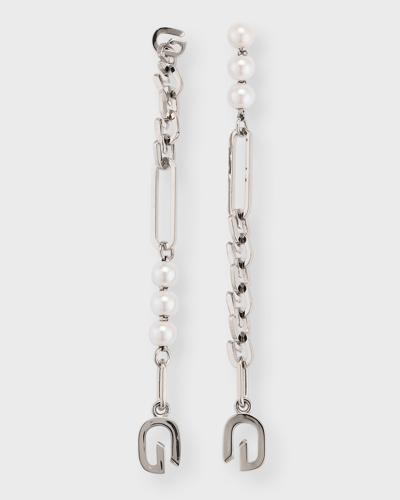 Givenchy G-link Pearly Drop Earrings In Whitesilvery