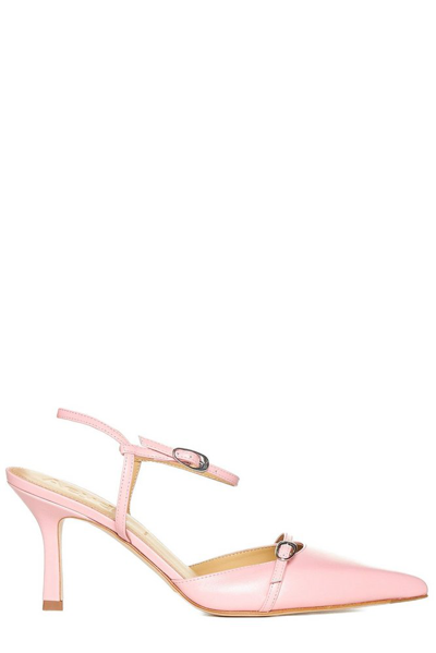 Aeyde Pointed-toe Buckle-detail Pumps In Pink