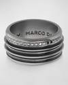 MARCO DAL MASO OXIDIZED STERLING SILVER ACIES WIDE BAND RING WITH BLACK DIAMONDS