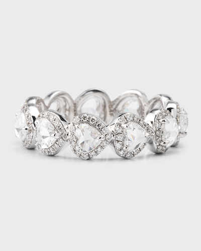 64 Facets 18k White Gold Rose-cut Diamond Heart Eternity Ring