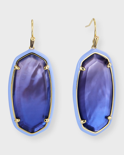 Kendra Scott Elle Enamel Frame Drop Earrings In 14k Gold Plated In Dark Lavender Ombre Illusion- Gold-tone