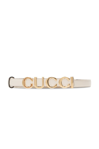 Gucci Logo Lettering Plaque Belt In White