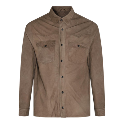Giorgio Brato Brown Leather Western Jacket In <p>brown Leather Western Jacket From  Featuring Western-style Panelling, Classic Collar