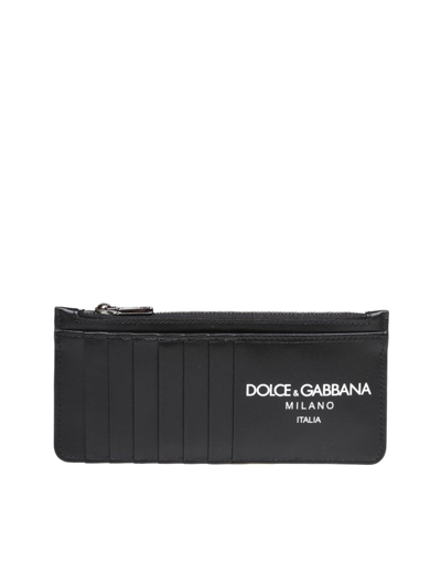 Dolce & Gabbana Logo Printed Zipped Wallet In Black