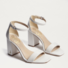 Sam Edelman ‘daniella' 80 Single Band Square Toe Leather Block Heeled Sandals In White