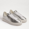 Sam Edelman Poppy Lace-up Sneaker Soft Silver Leather In Silver
