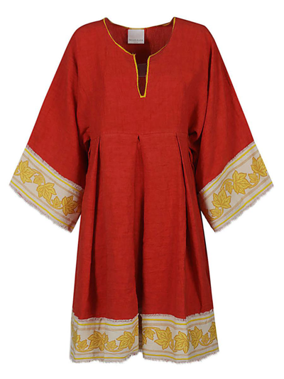 Ninaleuca Linen Short Dress In Red