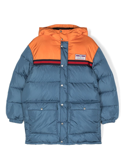 Gucci Kids' Logo-patch Padded Jacket In Blue