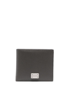 Dolce & Gabbana Logo Plate Leather Bi-fold Wallet In Grey