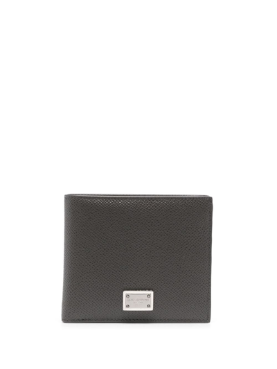 Dolce & Gabbana Bi-fold Leather Wallet In Grey