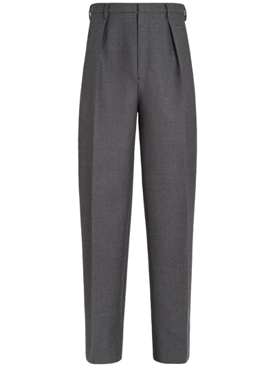 Zegna Straight-leg Wool Trousers In Grey