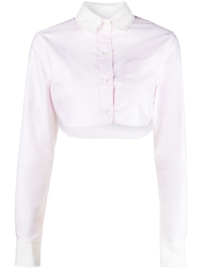 Thom Browne Cropped Cotton Shirt In Purple