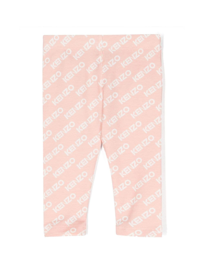 Kenzo Babies' Logo-print Stretch-cotton Leggings In Pink