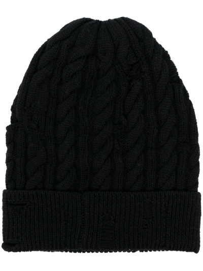 Roberto Cavalli Distressed-effect Beanie In Black