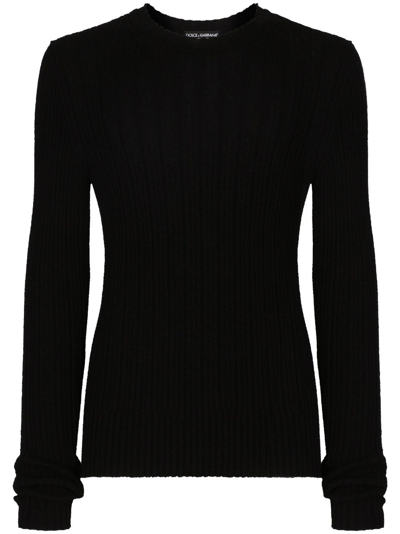 Dolce & Gabbana Crew-neck Ribbed Jumper In Black