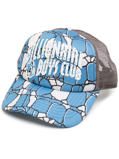 Billionaire Boys Club Mens Blue Gator Brand-patch Mesh Trucker Hat