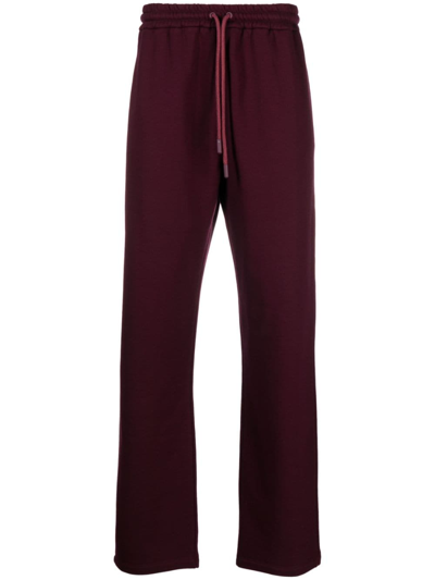 Off-white Logo-embroidered Cotton Track Pants In Red