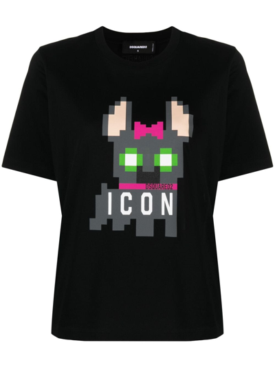 Dsquared2 Icon Pixelated-print T-shirt In Black