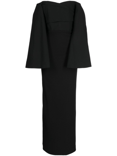 Solace London Eliana Wide-sleeve Maxi Dress In Black