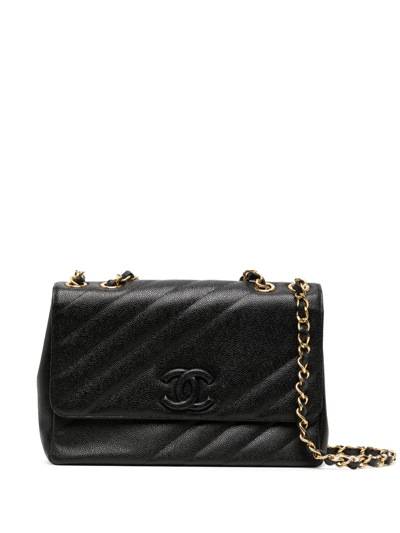 Pre-owned Chanel 1995 Jumbo Classic Flap Shoulder Bag In Black