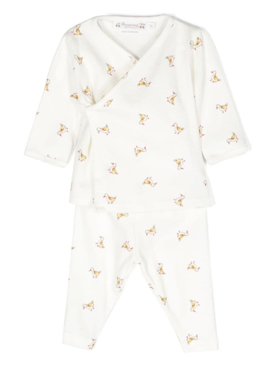 Bonpoint Babies' Duck-print Cotton Trouser Set In White