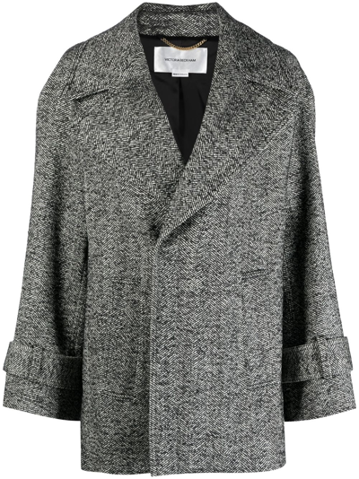 Victoria Beckham Tweed Virgin-wool Blend Peacoat In Multi