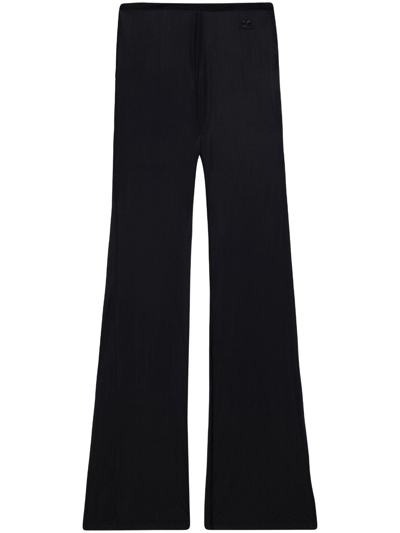 Courrèges Heritage Low-rise Flared Trousers In Black