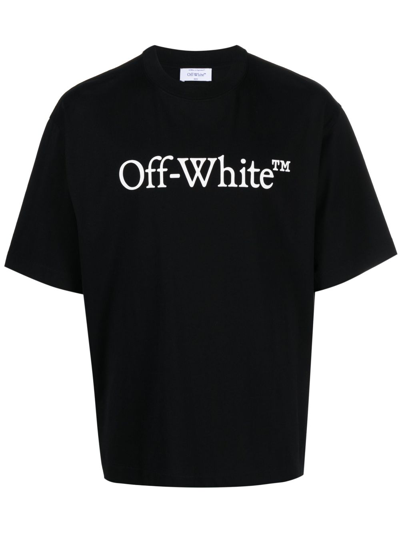Off-white Bookish Logo-print Cotton T-shirt In Black,white