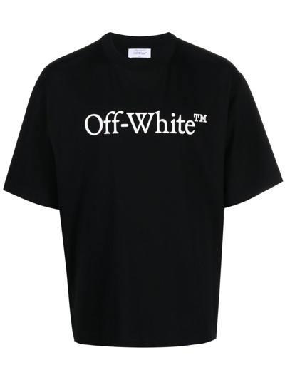 Off-white Oversized Black T-shirt With Contrasting Logo Print In Cotton Man