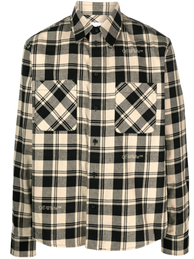 Off-white Check-print Flannel Shirt In Black