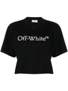 OFF-WHITE BIG BOOKISH CROPPED COTTON T-SHIRT