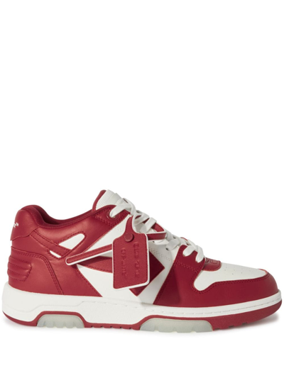 Off-white Out Of Office "ooo" Low-top Sneakers In White Burgundy