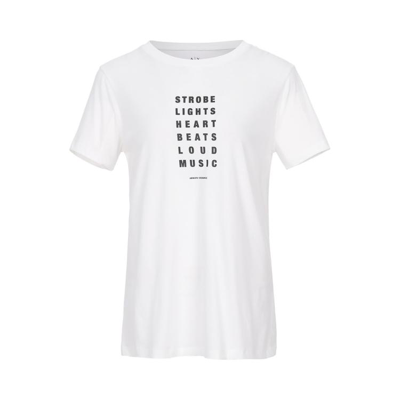Armani Exchange 女士经典活力印花字母短袖t恤 In White