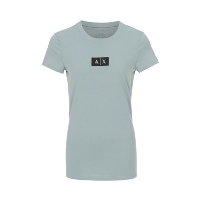 Armani Exchange 女士经典休闲烫金logo短袖t恤 In Gray