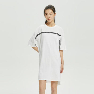 Calvin Klein Ck运动夏季女士时尚透气圆领拼接提花织带宽松连衣裙4ws2d902 In Multi