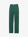 Ganni Pleat-detail Trousers In Trekking Green