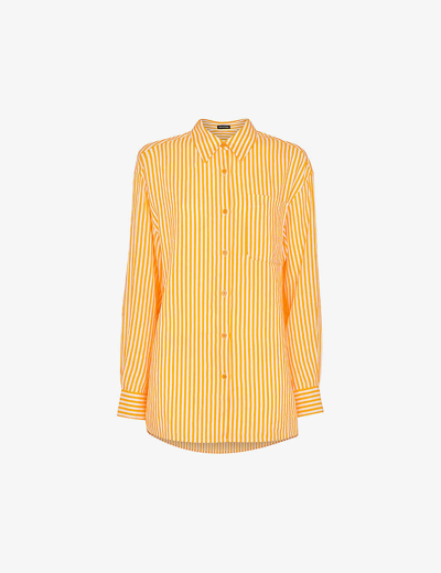 Whistles Womens Multi-coloured Sunshine Stripe Linen And Cotton-blend Shirt