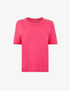 WHISTLES WHISTLES WOMEN'S BRIGHT PINK/FUSCHIA DOUBLE NECKLINE-TRIM RELAXED-SILHOUETTE COTTON-JERSEY T-SHIRT,68585434