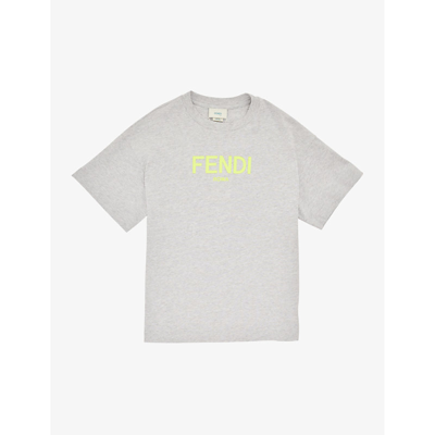 Fendi Kids' Logo T-shirt In Grey