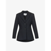 Ganni Black Fitted Drapey Melange Blazer In Sky Captain