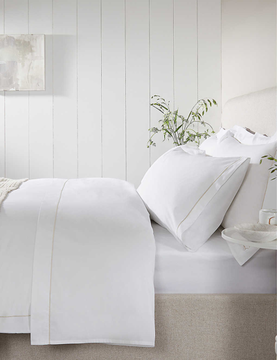 The White Company White/natural Contrast-border Standard Cotton Pillowcase 50cm X 75cm