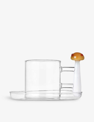 Ichendorf The Alice Collection Mushroom-top Borosilicate Glass Coffee Cup And Saucer Set