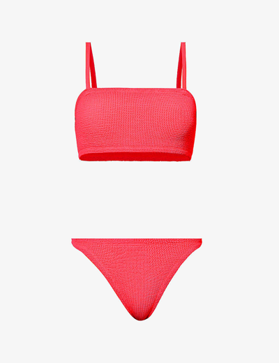Hunza G Gigi Crinkled-effect Bikini Set In Hot Pink