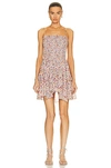 Isabel Marant Étoile Botanical-print Smocked Short Dress In Ecru & Orange