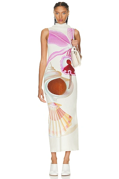 Loewe Maruja Mallo Printed Tube Dress In White