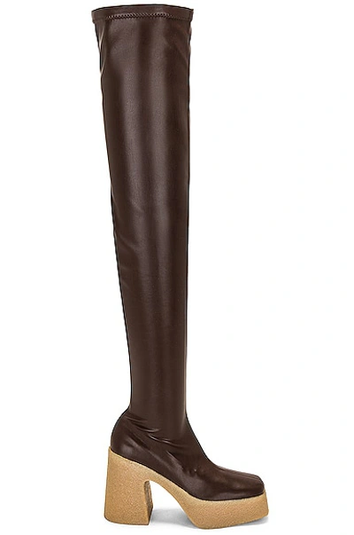 Stella Mccartney Skyla Stretch Thigh High Boot In Chocolate Brown
