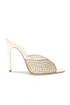 Saint Laurent Gippy Crystal Mesh Stiletto Mules In Nude & Crystal