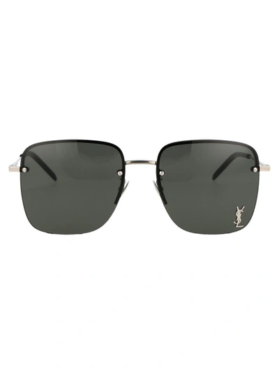 Saint Laurent Sunglasses In 010 Silver Silver Grey